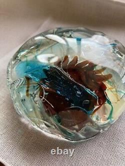 MURANO AQUARIUM FISH BLOCK PAPERWEIGHT CENEDESE Vetri 045 Vintage Glass Colorful