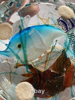 MURANO AQUARIUM FISH BLOCK PAPERWEIGHT CENEDESE Vetri 045 Vintage Glass Colorful