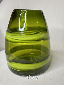MURANO ART GLASS Sasso Vase Luciano Gaspari Salviati Green swirl 1960's Vintage