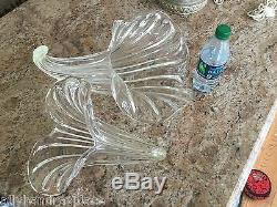 MURANO Chandelier Cornucopia Italian Crystal Clear Calla Lily Brass Vintage