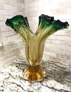 MURANO Double Epergne Italian Handblown Glass VASE w Original Label