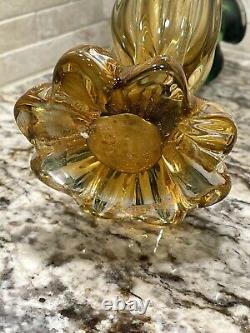 MURANO Double Epergne Italian Handblown Glass VASE w Original Label