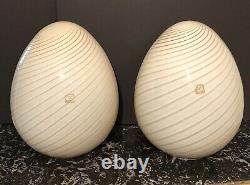 MURANO EGG VINTAGE M. C. M. IVORY VETRI VÉNITIEN HANDBLOWN GLASS LAMPS Circa 1960s