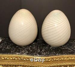 MURANO EGG VINTAGE M. C. M. IVORY VETRI VÉNITIEN HANDBLOWN GLASS LAMPS Circa 1960s