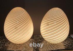 MURANO EGG VINTAGE M. C. M. IVORY VETRI VÉNITIEN HANDBLOWN GLASS LAMPS Circa 1960s