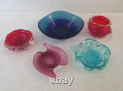 MURANO GLASS VINTAGE SOMMERSO BOWL 60s SEGUSO POLI BARBINI VENINI BULLICANTE