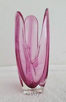 MURANO GLASS VINTAGE SOMMERSO BOWL + VASE 60s SEGUSO POLI BARBINI VENINI PINK