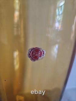 MURANO Glass Vase Amber color 18 1/2 in. Label Made in Italy Vintage