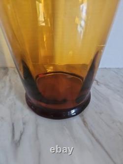 MURANO Glass Vase Amber color 18 1/2 in. Label Made in Italy Vintage