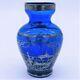 MURANO Vintage Sterling silver paint Cobalt blue Art glass Vase Venetian glass
