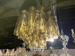 Magnificent VINTAGE MURANO Glass Multi Tube VENINI CEILING LIGHT CHANDELIER
