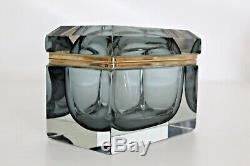 Mandruzzato Vtg Mid Century Italian Modern Sommerso Murano Art Glass Casket Box