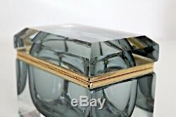 Mandruzzato Vtg Mid Century Italian Modern Sommerso Murano Art Glass Casket Box