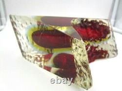 Mandruzzato textured & facet cut Murano red amber blue sommerso Ice glass vase