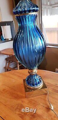 Marbro Company Vintage Murano Mid Century Lamp Rare Blue Venetian Glass