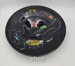 Massive Vintage Murano Style Black Millefiori Blown Glass Centerpiece Bowl Mint