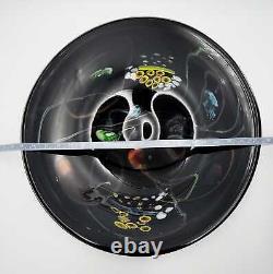 Massive Vintage Murano Style Black Millefiori Blown Glass Centerpiece Bowl Mint