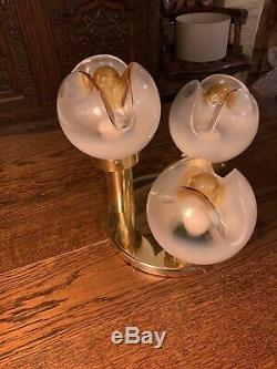 Mazzega Murano Flush Mount Chandelier Gold & Glass Light 1970s Vintage Sciolari