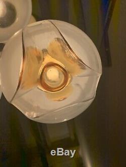 Mazzega Murano Flush Mount Chandelier Gold & Glass Light 1970s Vintage Sciolari