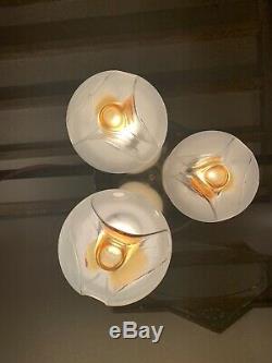 Mazzega Murano Flush Mount Chandelier Gold & Glass Light 1970s Vintage Sciolari