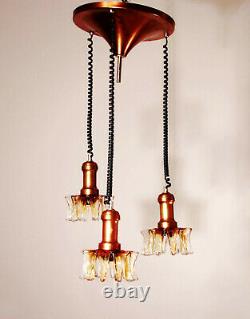 Mid Century Chandelier Murano Italian Design Glass Flower 1960s 70s Vintage Lamp