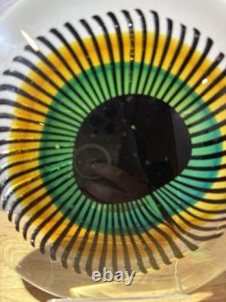 Mid Century Modern VTG Murano Italian Art Glass Eye Sculpture. Marked Base