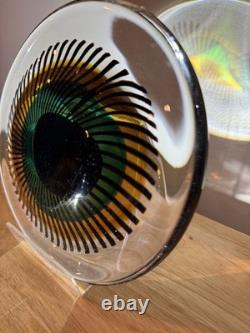 Mid Century Modern VTG Murano Italian Art Glass Eye Sculpture. Marked Base