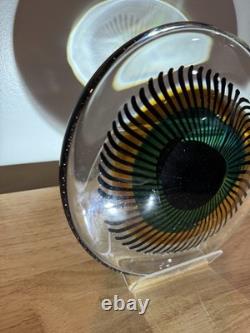 Mid Century Modern VTG Murano Italian Art Glass Eye Sculpture. Marked Base