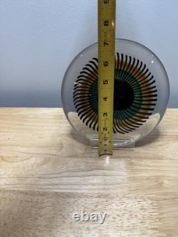 Mid Century Modern VTG Murano Italian Art Glass Eye Sculpture. Marked Base