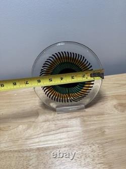 Mid Century Modern VTG Murano Italian Art Glass Eye Sculpture. Marked Base