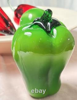 Mid-Century Murano Hand Blown Italian Glass Bell Peppers Set Of Two Vintage