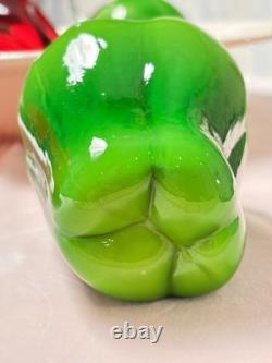 Mid-Century Murano Hand Blown Italian Glass Bell Peppers Set Of Two Vintage