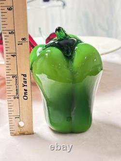 Mid-Century Murano Hand Blown Italian Glass Bell Peppers Set Of Two Vintage