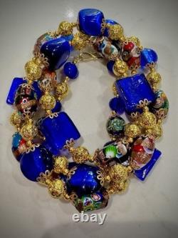 Millefiori Vintage Murano Glass Necklace, Including Vintage