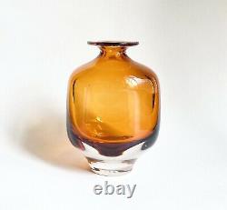 Modernist Antonio da Ros Cenedese Amber Sommerso Murano Glass Vase As Is 7 Vtg
