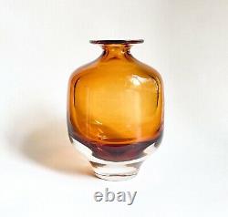 Modernist Antonio da Ros Cenedese Amber Sommerso Murano Glass Vase As Is 7 Vtg