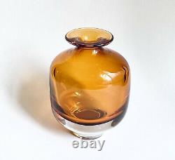 Modernist Antonio da Ros Cenedese Amber Sommerso Murano Glass Vase As Is 7 Vtg