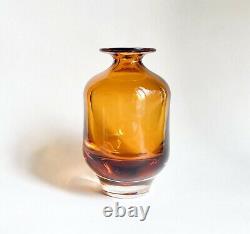 Modernist Antonio da Ros Cenedese Amber Sommerso Murano Glass Vase As Is 7 Vtg