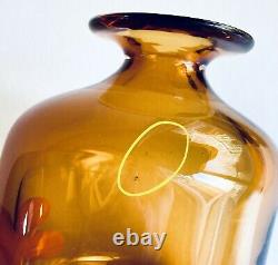 Modernist Antonio da Ros Cenedese Amber Sommerso Murano Glass Vase As Is 7 Vtg