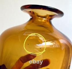 Modernist Antonio da Ros Cenedese Amber Sommerso Murano Glass Vase As Is 7 Vtg