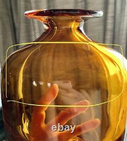 Modernist Antonio da Ros Cenedese Amber Sommerso Murano Glass Vase As Is 7 Vtg