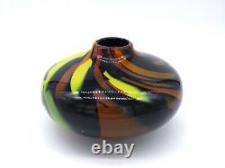 Multi Color Black Murano Art Glass Vase