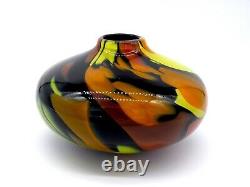 Multi Color Black Murano Art Glass Vase