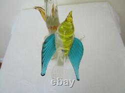 Murano Art Glass Birds on Tree Branches Multicolored 13 H Vintage Signed XLNT