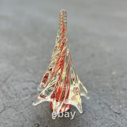 Murano Art Glass Christmas Tree Red Clear Swirl Vintage Figurine 8.5