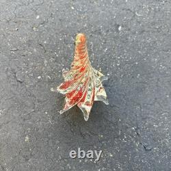Murano Art Glass Christmas Tree Red Clear Swirl Vintage Figurine 8.5