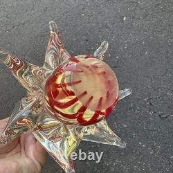 Murano Art Glass Christmas Tree Red Clear Swirl Vintage Figurine 8.5