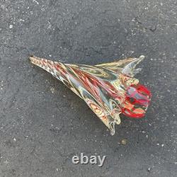 Murano Art Glass Christmas Tree Red Clear Swirl Vintage Figurine 8.5