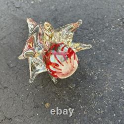 Murano Art Glass Christmas Tree Red Clear Swirl Vintage Figurine 8.5