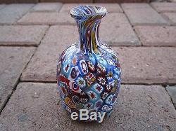 Murano Art Glass'Close Millefiore' Perfume Scent Bottle Vtg. Italian Hand Blown